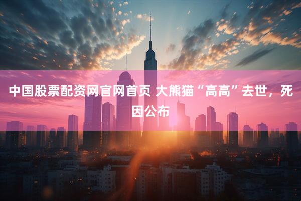 中国股票配资网官网首页 大熊猫“高高”去世，死因公布